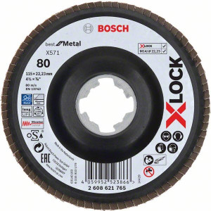 Bosch XLOCK Fächerschleifscheibe X571gewinkelt Ø115mm G 80 1St 2608621765