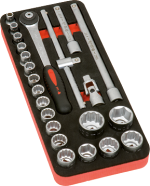 Set mit 12 Zoll Umschaltknarre Steckschlüsselsatz 23 tlg. 9804023001