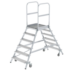 Günzburger AluminiumPodestleiterbeidseitig begehbar 6 Stufen 51206