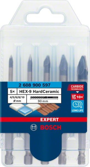 Bosch EXPERT HEX9 HardCeramic BohrerSet 456810mm 5tlg. 2608900597
