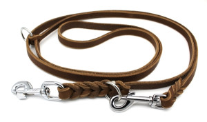 Verstellbare Fettlederleine Vintage taupe