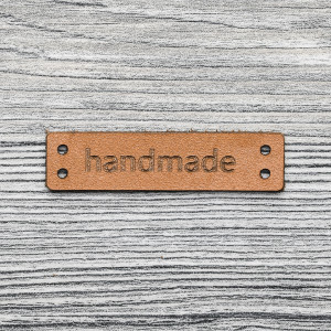 DORTEX|10 Naturleder-Etiketten "handmade" | braun | 2go