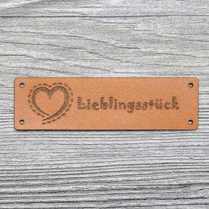DORTEX|10 Naturleder-Etiketten "Lieblingsstück" | braun | 2go