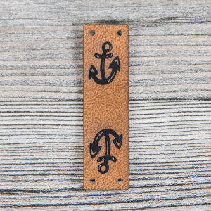 DORTEX|10 Kunstleder-Etiketten "Anker" | braun | 2go