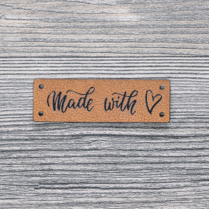 DORTEX|10 Kunstleder-Etiketten "made with" | Aufnäher | braun |2go