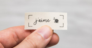 Label à coudre éco-responsable en coton bio – lot de 20, impression noire