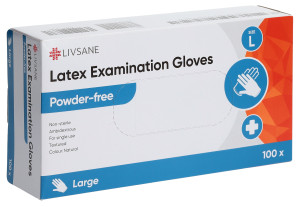 Livsane Latex Untersuchungshandschuhe L puderfrei - 100 Stk.