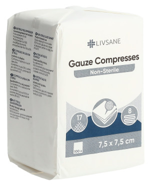 Livsane Mullkompresse 7.5x7.5cm unsteril - 100 Stk.