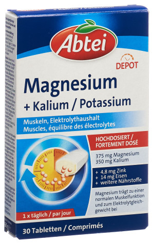 Abtei Magnesium + Kalium Depot Tabletten - 30 Stk.