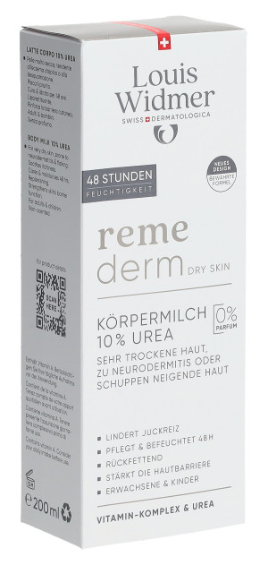 Louis Widmer Remederm Körpermilch 10% Urea ohne Parfum - 200ml