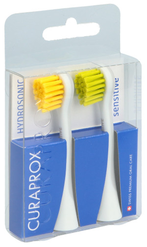 Curaprox Hydrosonic Ersatzbürstenkopf Sensitive gelb grün - 2 Stk.