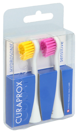 Curaprox Hydrosonic Ersatzbürstenkopf Sensitive gelb pink - 2 Stk.
