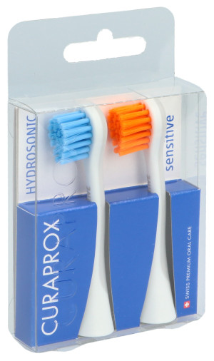 Curaprox Hydrosonic Ersatzbürstenkopf Sensitive blau orange - 2 Stk.