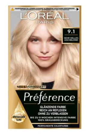 L'Oreal Preference Color 9.1 sehr helles Aschblond - 1 Set