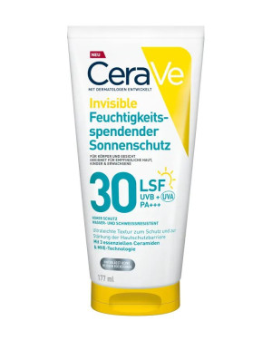 CeraVe Invisible Feuchtigkeitsspendender Sonnenschutz LSF30 - 177ml