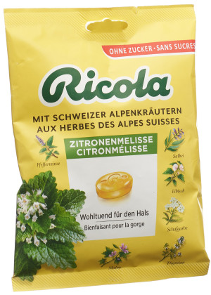 Ricola Kräuterbonbons Zitronenmelisse ohne Zucker mit Stevia Btl 125 g