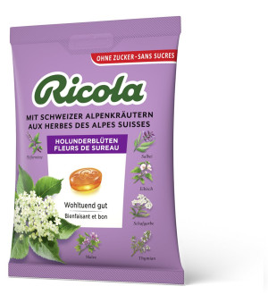 Ricola Kräuterbonbons Holunderblüten ohne Zucker mit Stevia Btl 125 g