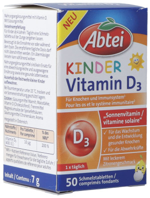 Abtei Kinder Vitamin D3 Schmelztabletten - 50 Stk.