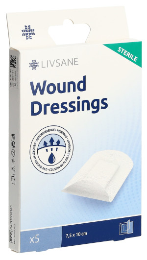Livsane Wound Dressings Steriles Pflaster 7.5x10cm - 5 Stk.