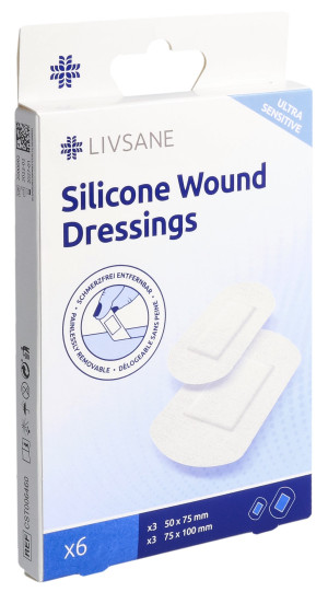 Livsane Ultra Sensitive Silikon Wundverbände - 6 Stk.