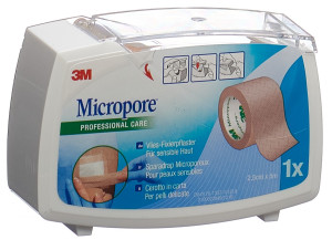 3M Micropore Vlies Heftpflaster mit Dispenser hautfarbig - 25mm x 5m