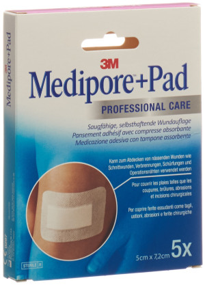 3M Medipore Pad 5cm x 7.2cm - 5 Stk. à 2.8 x 3.8cm