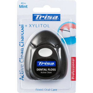 Trisa Dental Floss - Active Clean Charcoal - Mint - Zahnseide - 40m