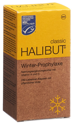 Halibut CLASSIC Vitamin A und D - 280 Kapseln