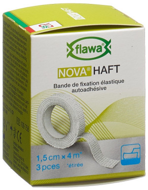 Flawa Nova Haft selbsthaftende elastische Gazebinde weiss - 1,5cm x 4m - 3 Stk.
