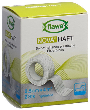 Flawa Nova Haft selbsthaftende elastische Gazebinde weiss - 2,5cm x 4m - 2 Stk.