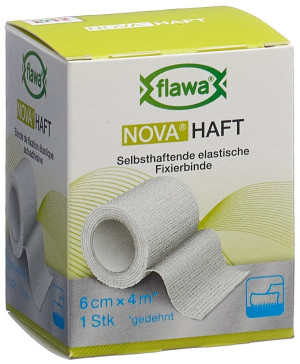 Flawa Nova Haft selbsthaftende elastische Gazebinde weiss - 6cm x 4m
