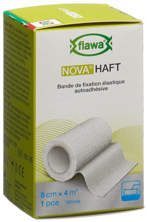 Flawa Nova Haft selbsthaftende elastische Gazebinde weiss - 8cm x 4m