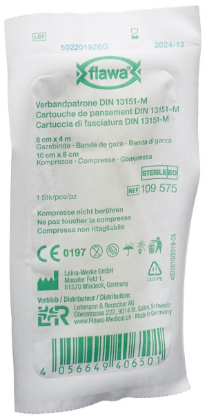 Flawa Verbandpatrone - 8x10cm + 4m x 8cm