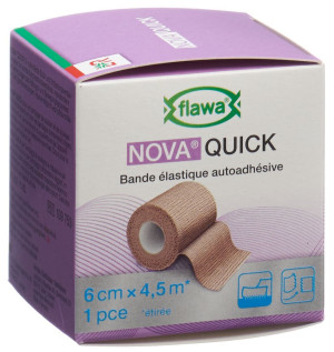 Flawa Nova Quick selbsthaftende elastische Binde hautfarbig - 6cm x 4.5m