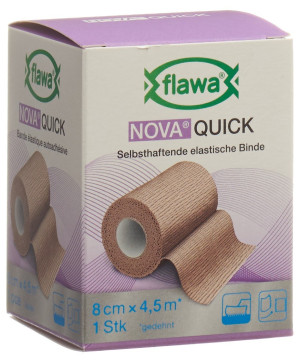 Flawa Nova Quick selbsthaftende elastische Binde hautfarbig - 8cm x 4.5m