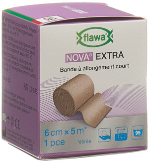 Flawa Nova Extra elastische Mittelzugbinde hautfarbig - 6cm x 5m
