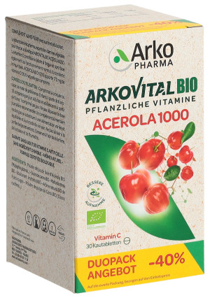 Arkovital Acerola Kau-Tabletten 1000 mg Bio Duo - 2 x 30 Stk.