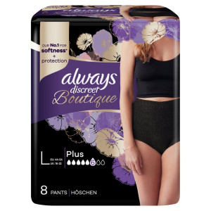 Always Discreet Boutique Inkontinenz Höschen - Pants Plus Large SCHWARZ - 8 Stk.