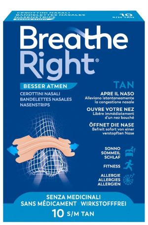 Breathe Right / Besser Atmen Nasenpflaster beige S/M - 10 Stk.