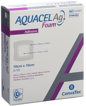 Aquacel Ag Foam adhäsiv - 10 Stk. à 10cm x 10cm