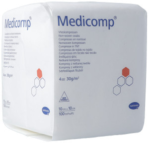 Medicomp Vlieskompressen unsteril 4 lagig 10x10cm - 100 Stk.