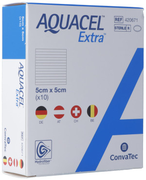 Aquacel Extra Hydrofiber Verband - 10 Stk. à 5cm x 5cm