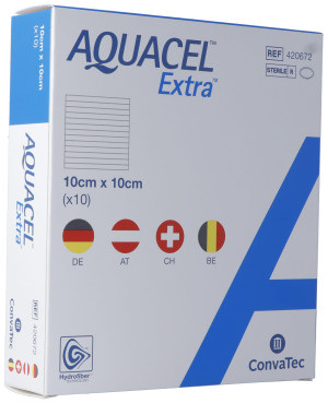 Aquacel Extra Hydrofiber Verband 10cmx10cm - 10 Stk.