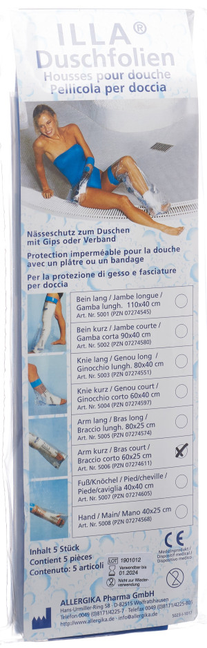 Illa Dusch-Schutzfolie Arm kurz 60x25cm - 5 Stk.