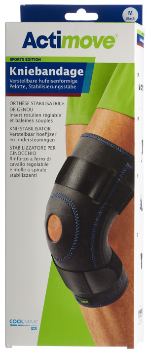 Actimove Sport Kniebandage Verstellbare Pelotte + Stabilisierungsstäbe - Grösse M