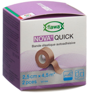 Flawa Nova Quick selbsthaftende elastische Binde hautfarbig - 2.5cm x 4.5m - 2 Stk.