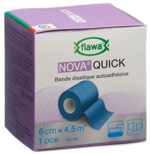 Flawa Nova Quick selbsthaftende elastische Binde blau - 6cm x 4.5m