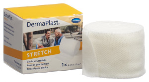 DermaPlast Stretch Gazebinde weiss - 4cm x 10m