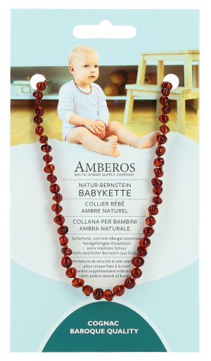 Amberos Natur Bernstein Babykette Baroque Cognac - 1 Stk.