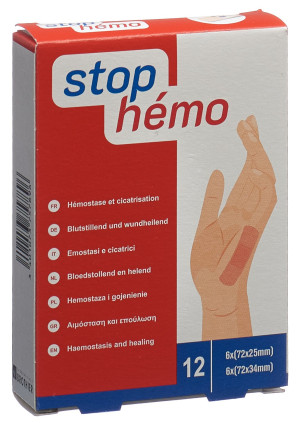 Stop Hemo blutstillendes Pflaster steril ass - 12Stk.